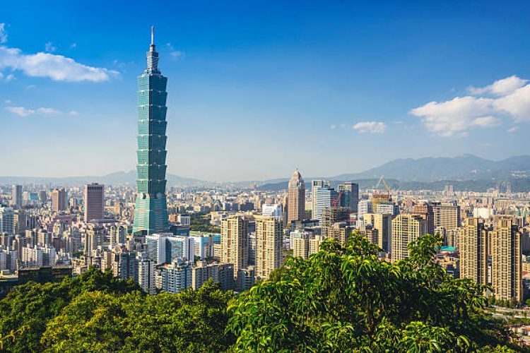 Taipei, Taiwan downtown skyline at the Xinyi Financial District.